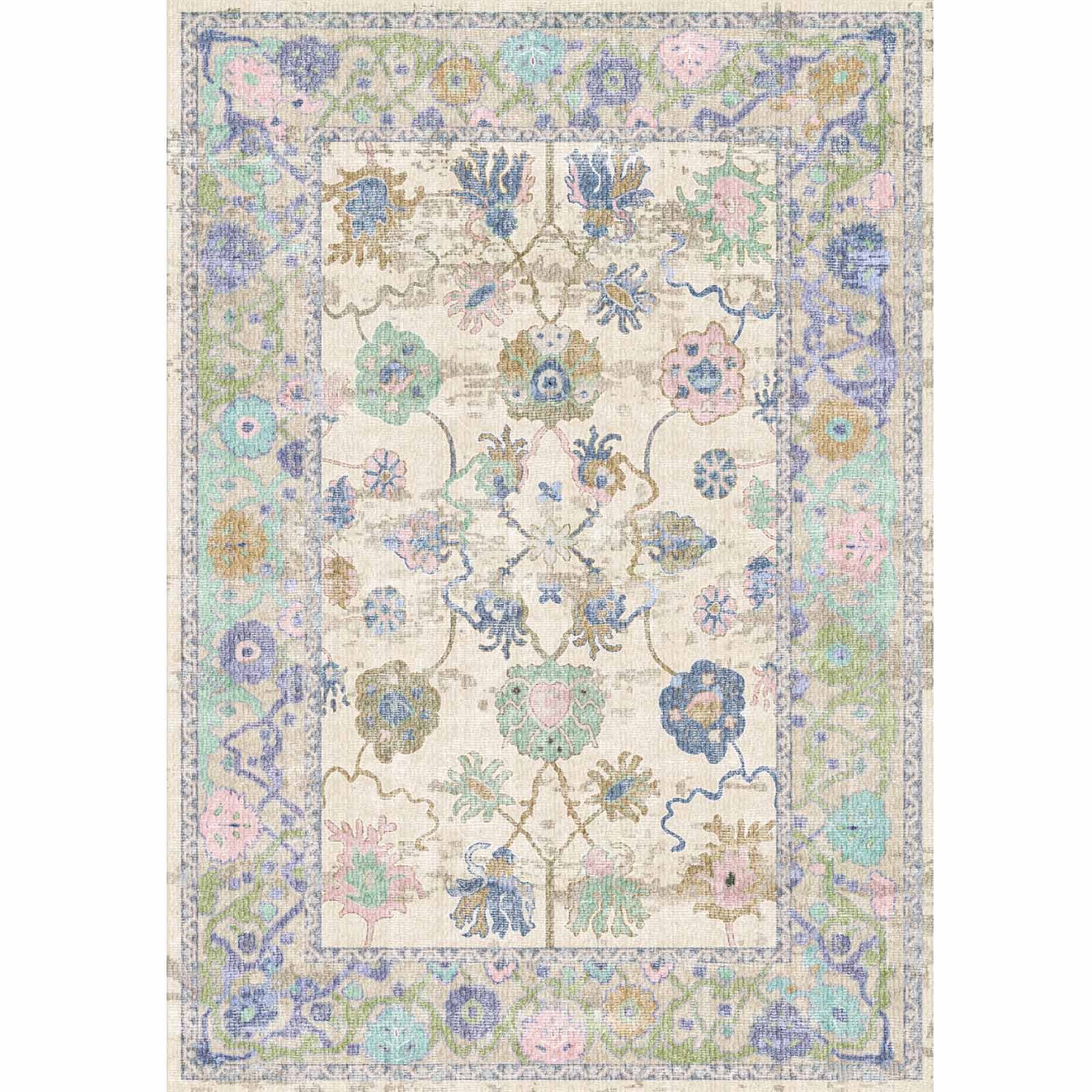 Bamyum Monty Tapis Chenille 200x200 Cm – Vintage, Lavable & Antidérapant
