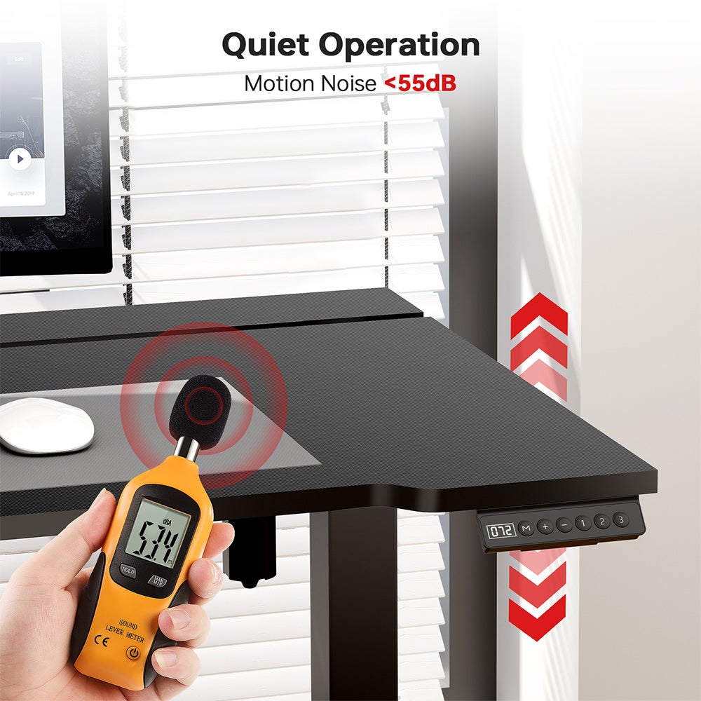 Bureau Électrique Réglable en Hauteur ACGAM - Table Ergonomique pour Gamer, Hauteur Ajustable 72-118cm, LED, 140 x 68 cm - Noir - 5