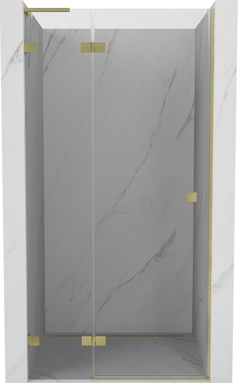 Mexen Lunar L drzwi prysznicowe uchylne lewe 75 cm, transparent, złote szczotkowane - 834L-075-000-55-00-L