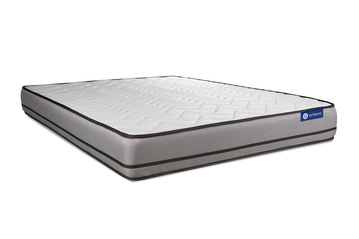 Ensemble matelas 140 x 200 cm Actilatex night - Latex et mémoire de forme - Ep : 20 cm - Très ferme - sommier kit Blanc - 6