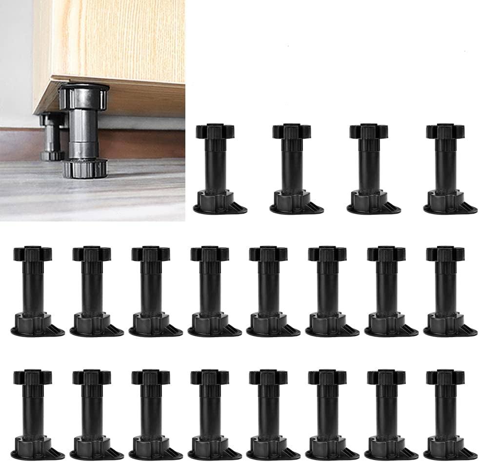 Set of 20 adjustable furniture legs, 100-120 mm black furniture legs ...