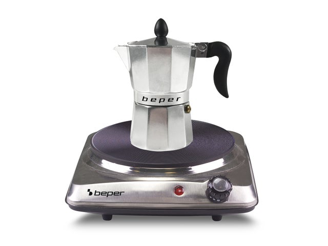 BEPER 90.820 Fornello Elettrico in Acciaio Inossidabile con 5 Livelli di Potenza - Fornellino Elettrico Piccolo 18,5 cm