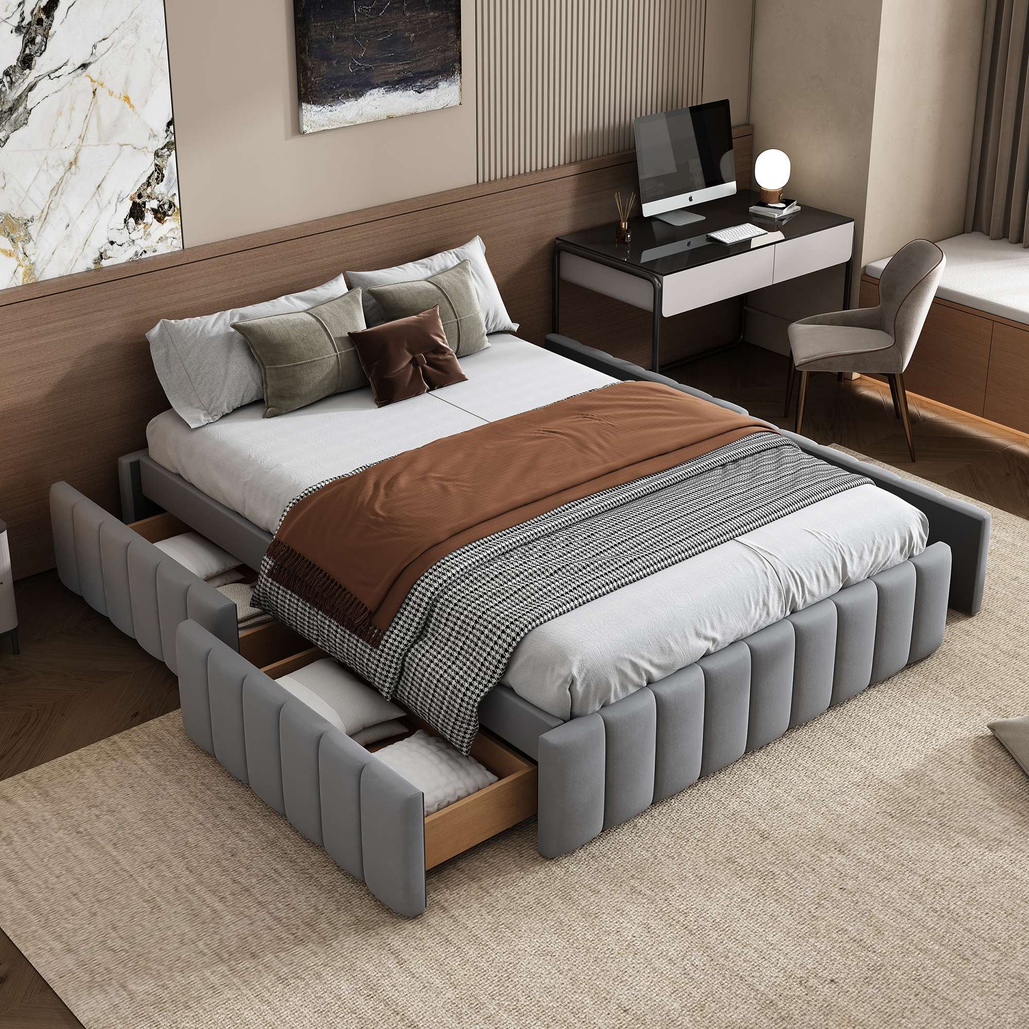 Cadre de lit design 140 x 200 cm - avec sommier, sans matelas, sans ...