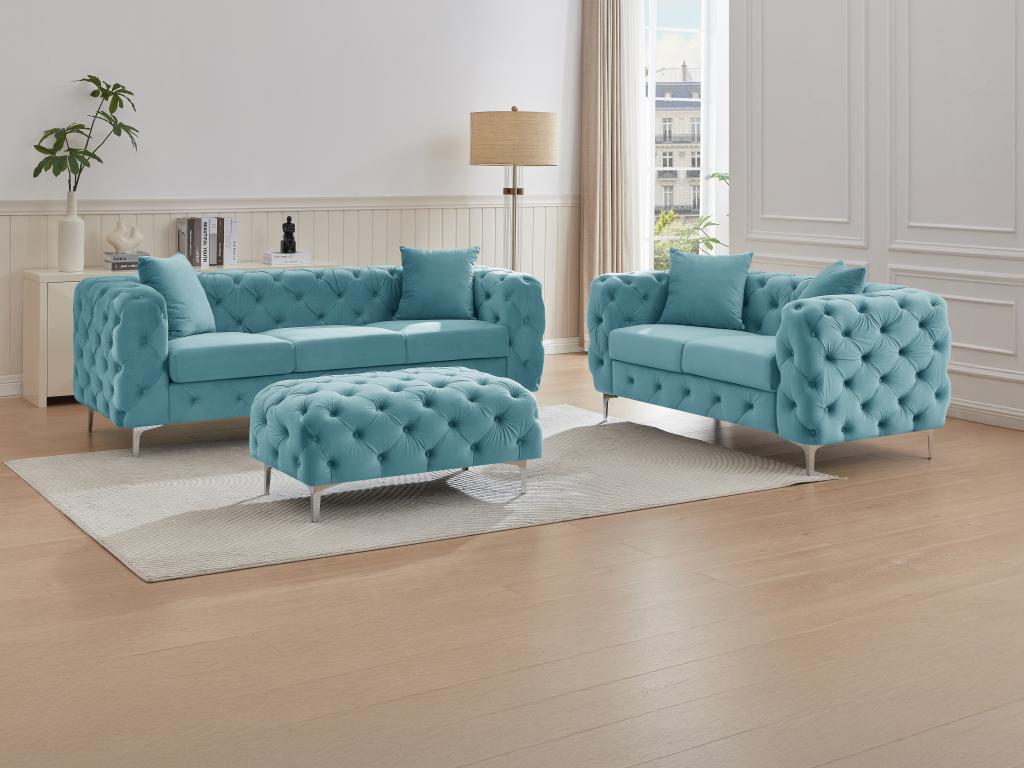 Salon Canapé 3 Places + Canapé 2 Places avec Console et 4 Relax Manuel Lili • Kit-M