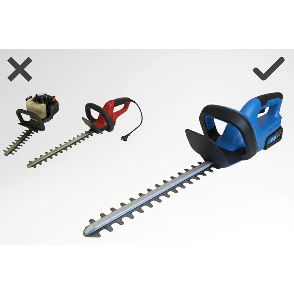 Tagliasiepi Elettrico a Batteria 21V 3.0Ah con 2 Batterie Kit Completo Potente 1300W Lama 52cm 2500RPM Taglio 14mm Leggero e Sicuro - 6