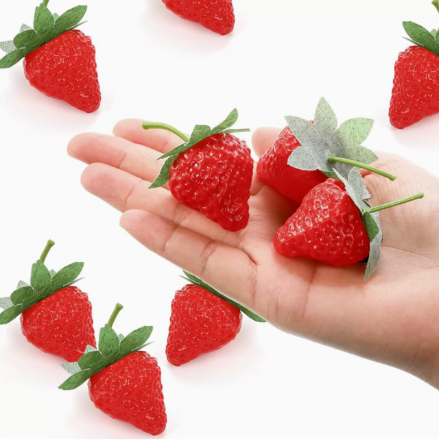 30 fraises rouges artificielles en plastique, accessoires de décoration pour salon, fête, mariage, maison