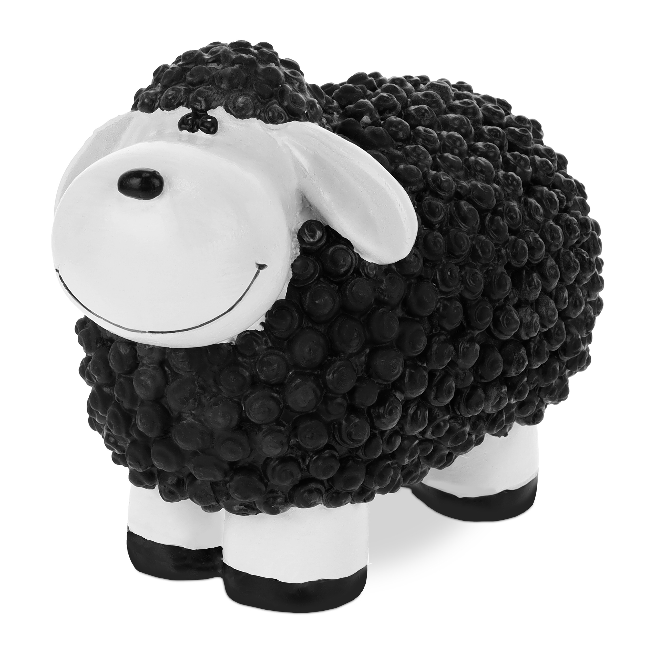 Relaxdays figura decorativa oveja, decoración interior y exterior, 16 x 21 x 12,5 cm, adorno cordero polirresina, negro