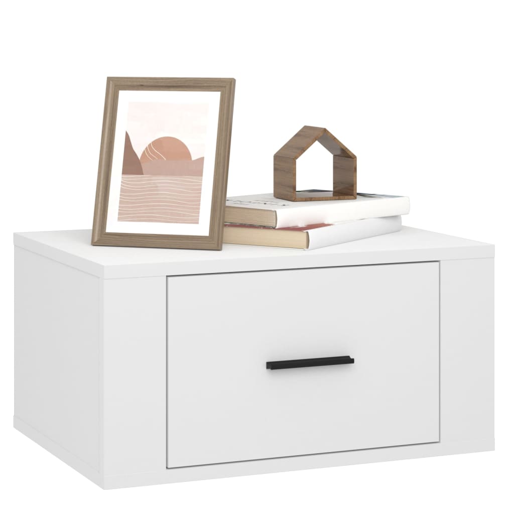 Pack de 2 Mesitas de noche de pared，Mesitas de noche flotantes，Mesilla de noche blanco 50x36x25 cm CFW71362 - 4