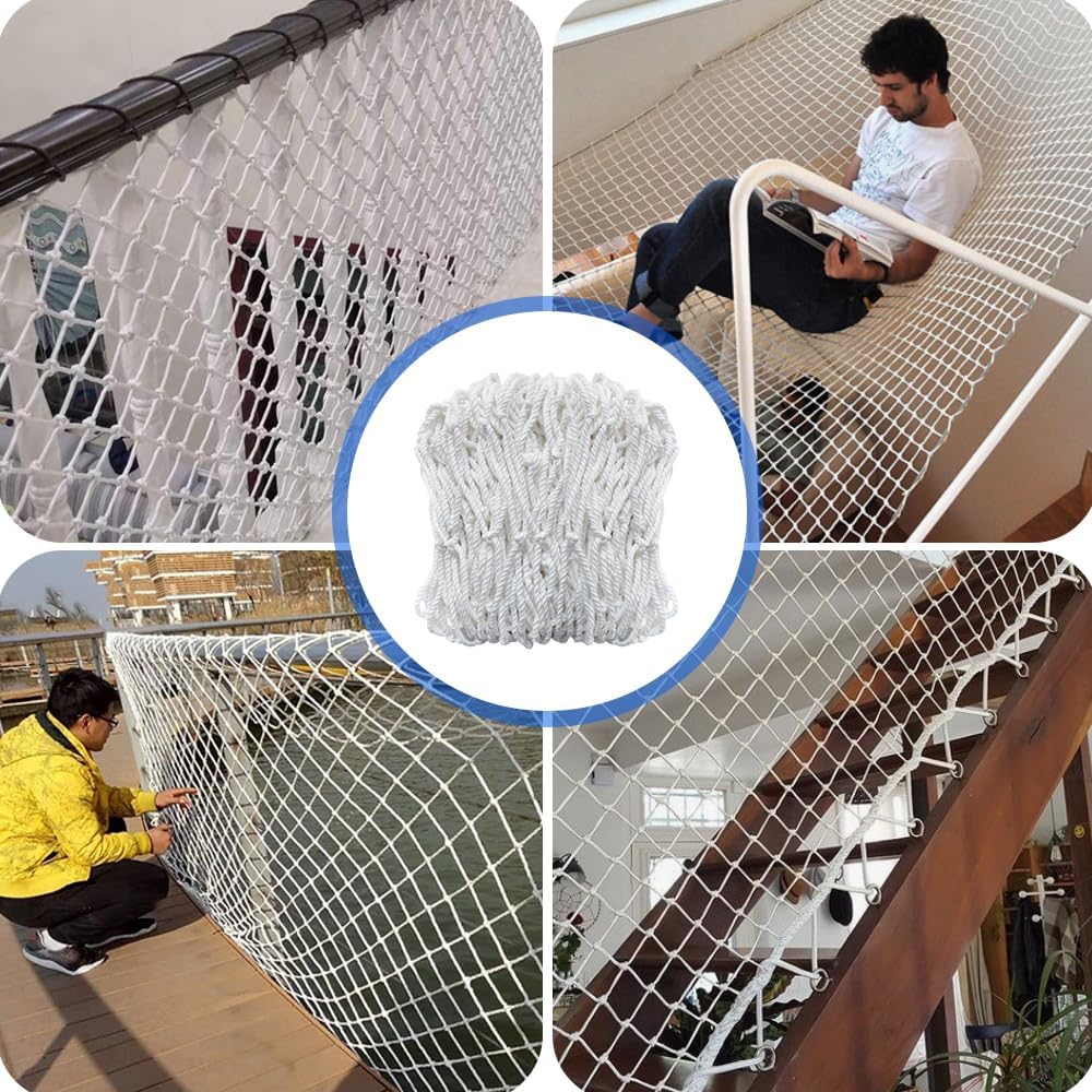 Red de seguridad infantil de 1,5 x 3 m, red de barandilla de nailon, red de protección anticaídas para escaleras, red de cuerda para exteriores, red d - 5