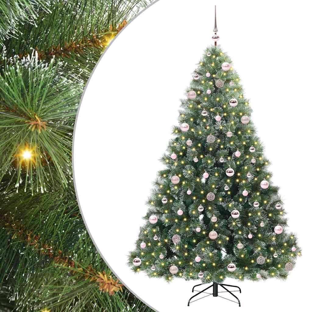 Sztuczna choinka z 300 diodami LED Zielony 210 cm PE i PVC