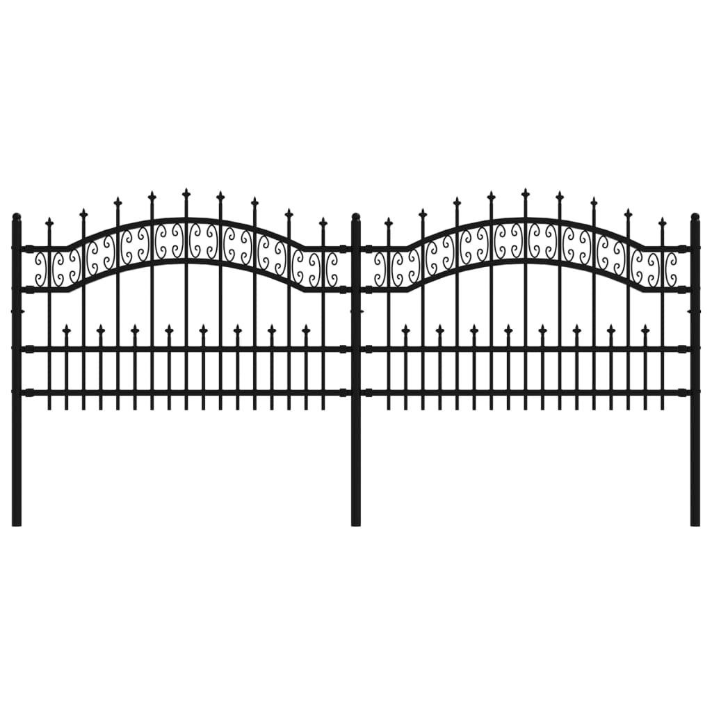 vidaXL Clôture de jardin KAMPEN avec pointe en forme de lance, noire, 240 x 75 cm, acier - 2