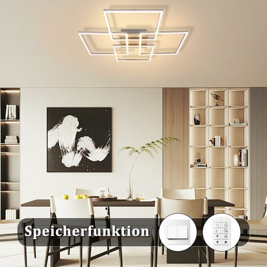 ZMH Srebrna prostokątna lampa sufitowa LED 72 cm 48 W do salonu i sypialni - 3