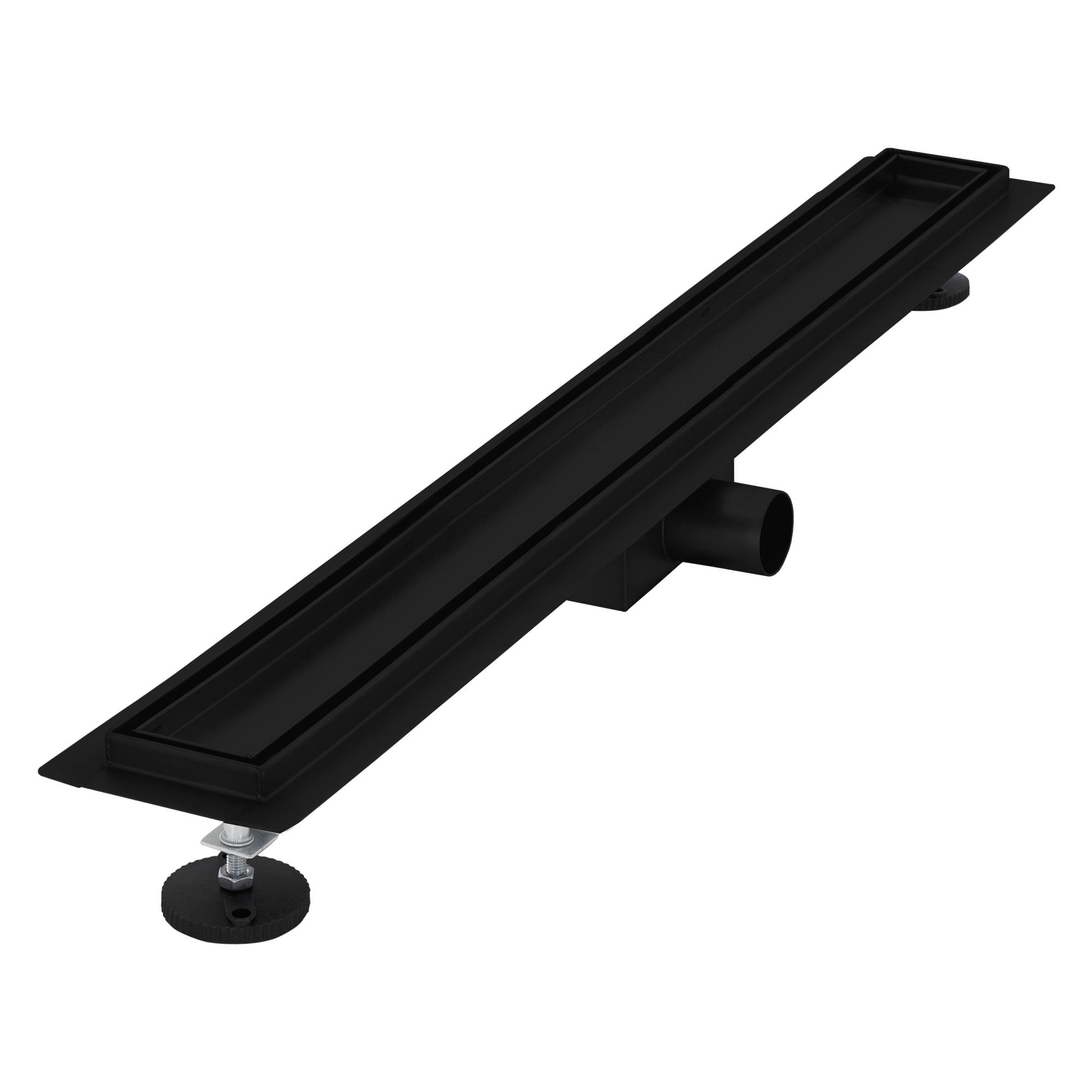 LuxeBath odplyw liniowy 80 cm 2w1, do montazu w plytkach, bardzo plaski, stal nierdzewna, czarny, dwustronny odplyw podlogowy, kompletny zestaw do
