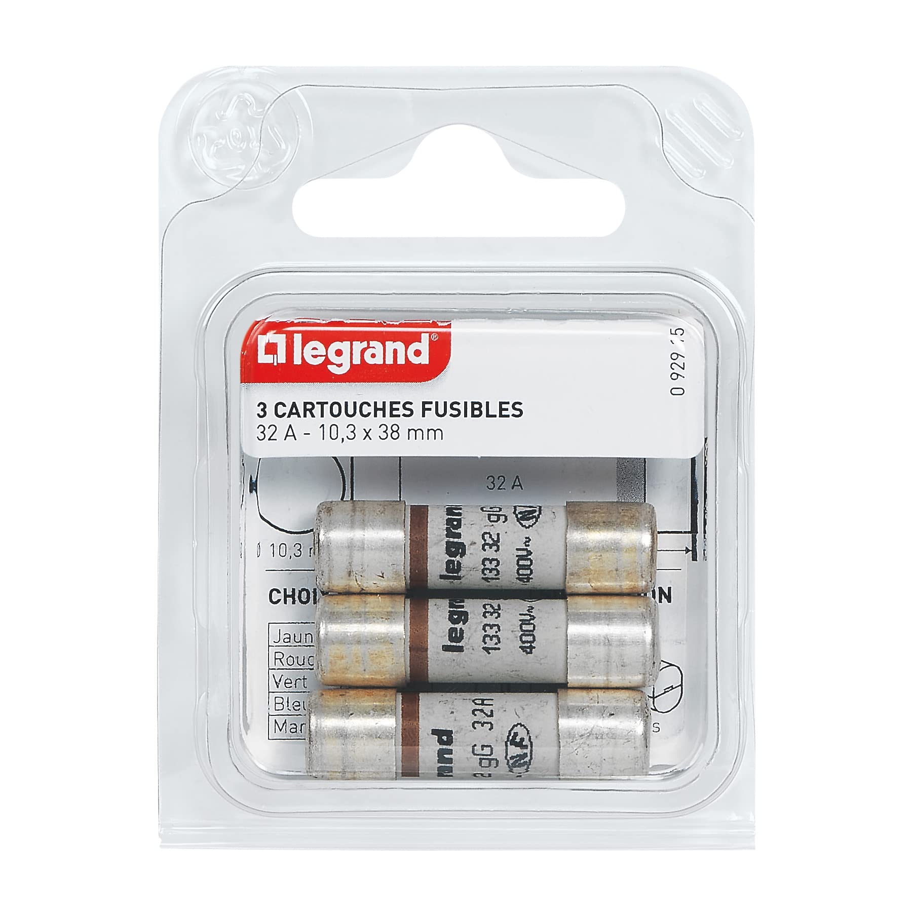 Lot de 3 fusibles sans voyant - 32 A - 10x38 mm LEGRAND - 3