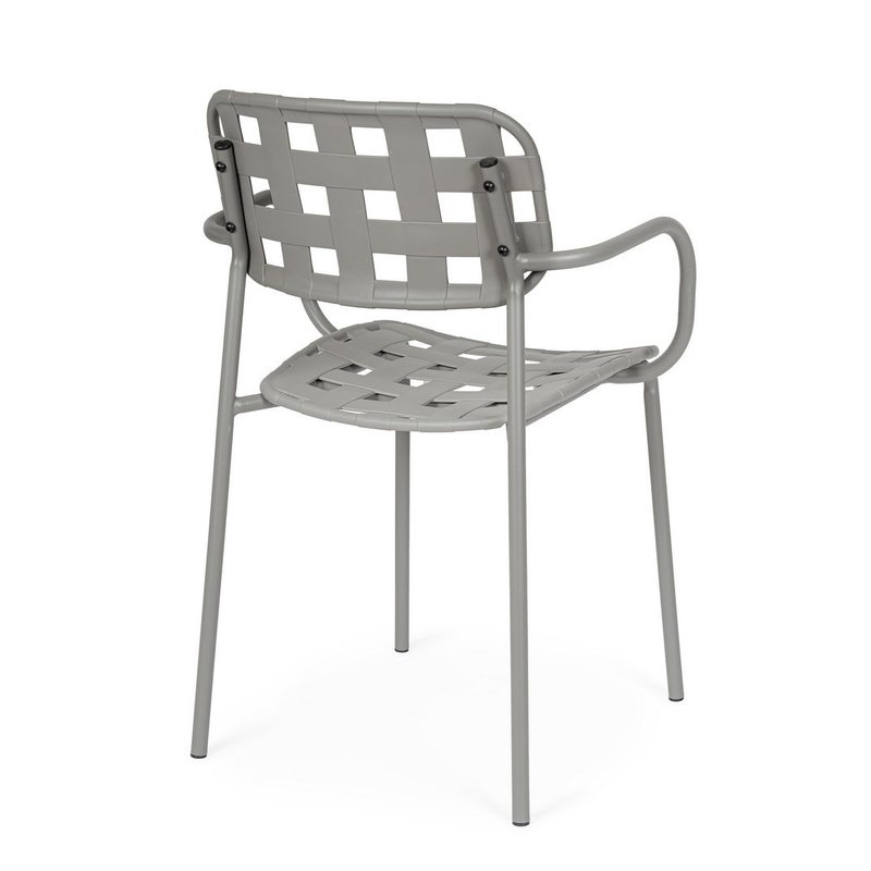 Zestaw 4 krzeseł stalowych z siedziskiem i oparciem z polipropylenu, odpornych na promieniowanie ultrafioletowe, w kolorze szarym