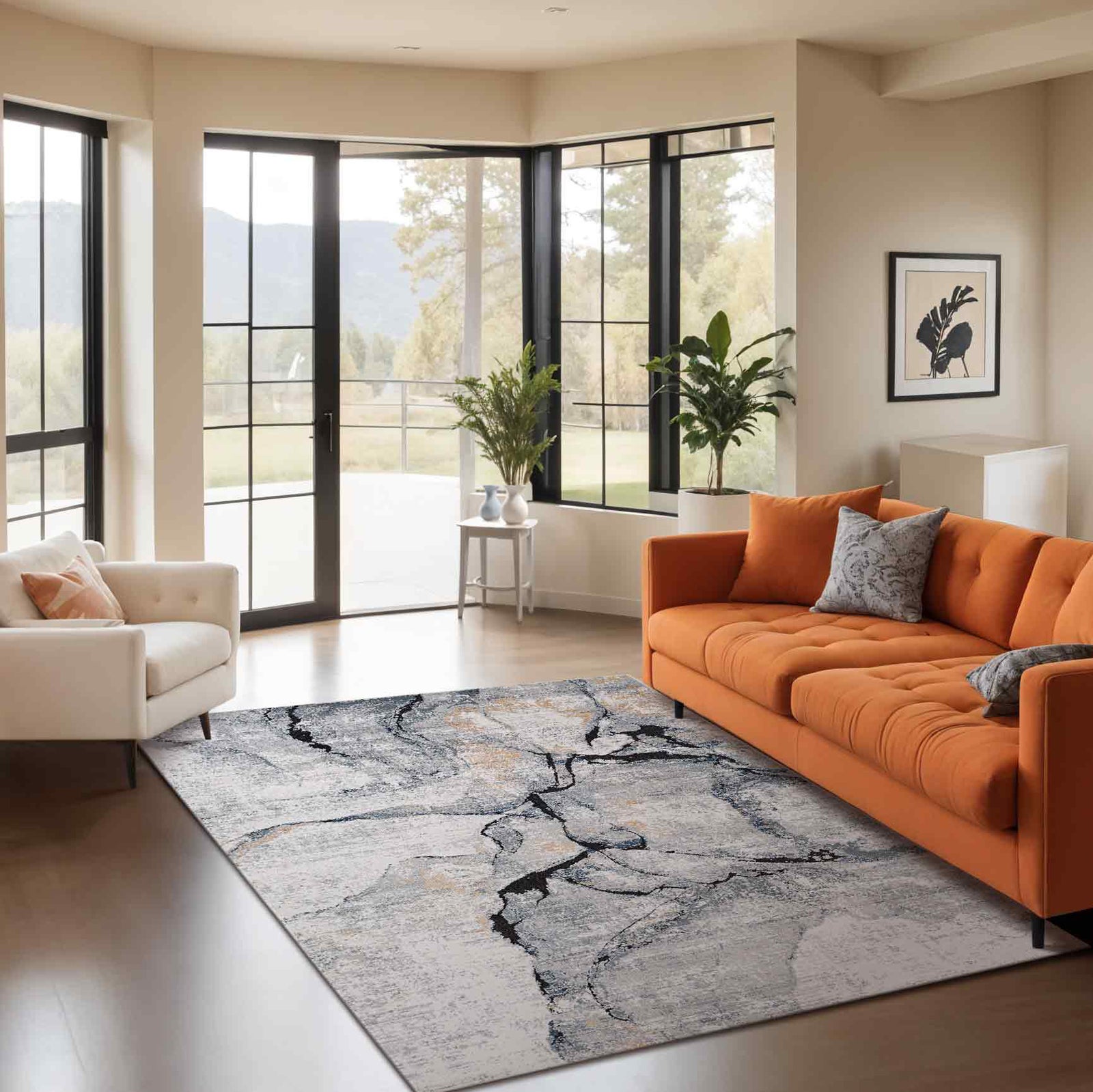 LIVABLISS Tappeto Astratto Moderno Avorio/Grigio 200x275 cm Lyna - 2