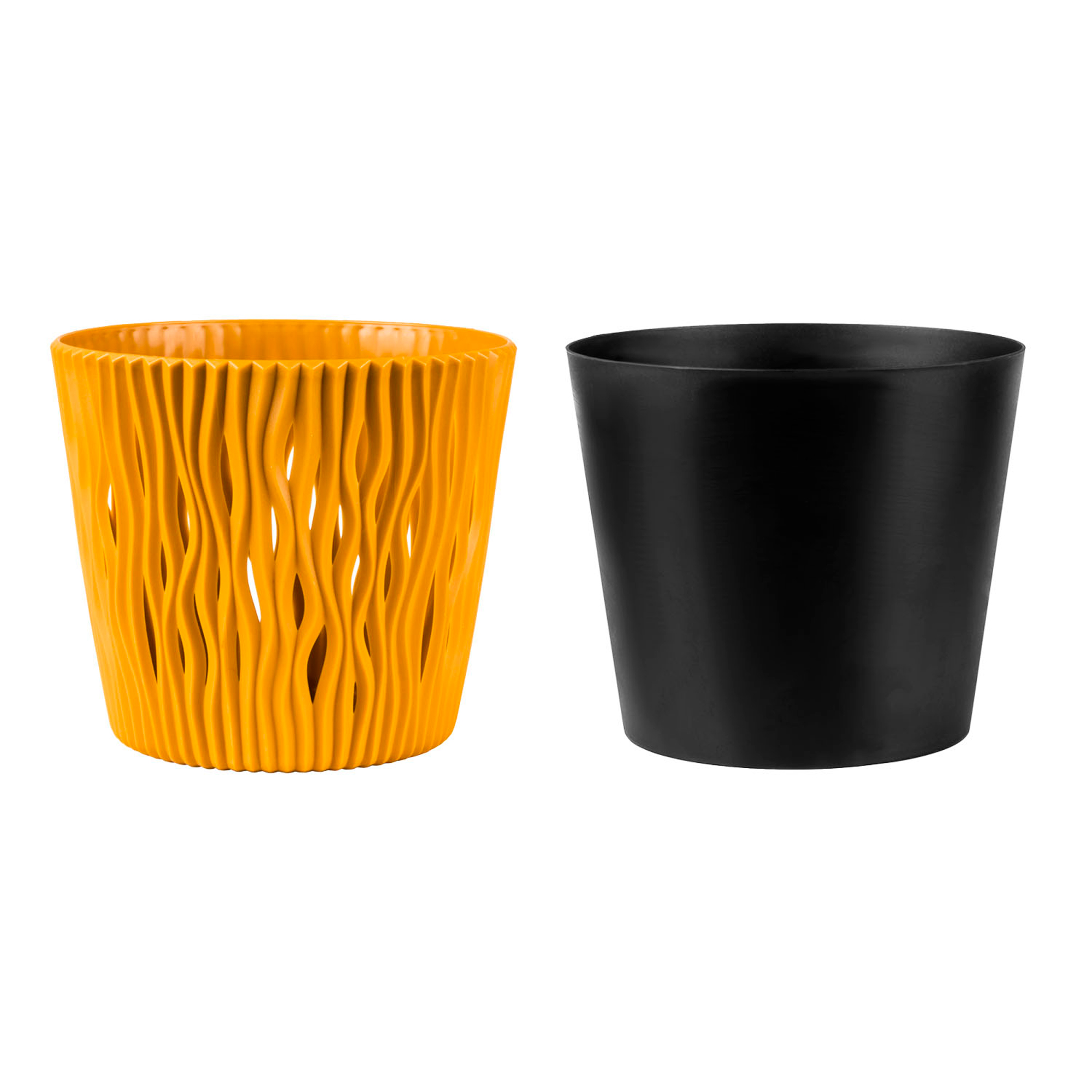 3 Pot de fleurs rond plastique jaume 15x15x13 cm - Sandy Round - 4
