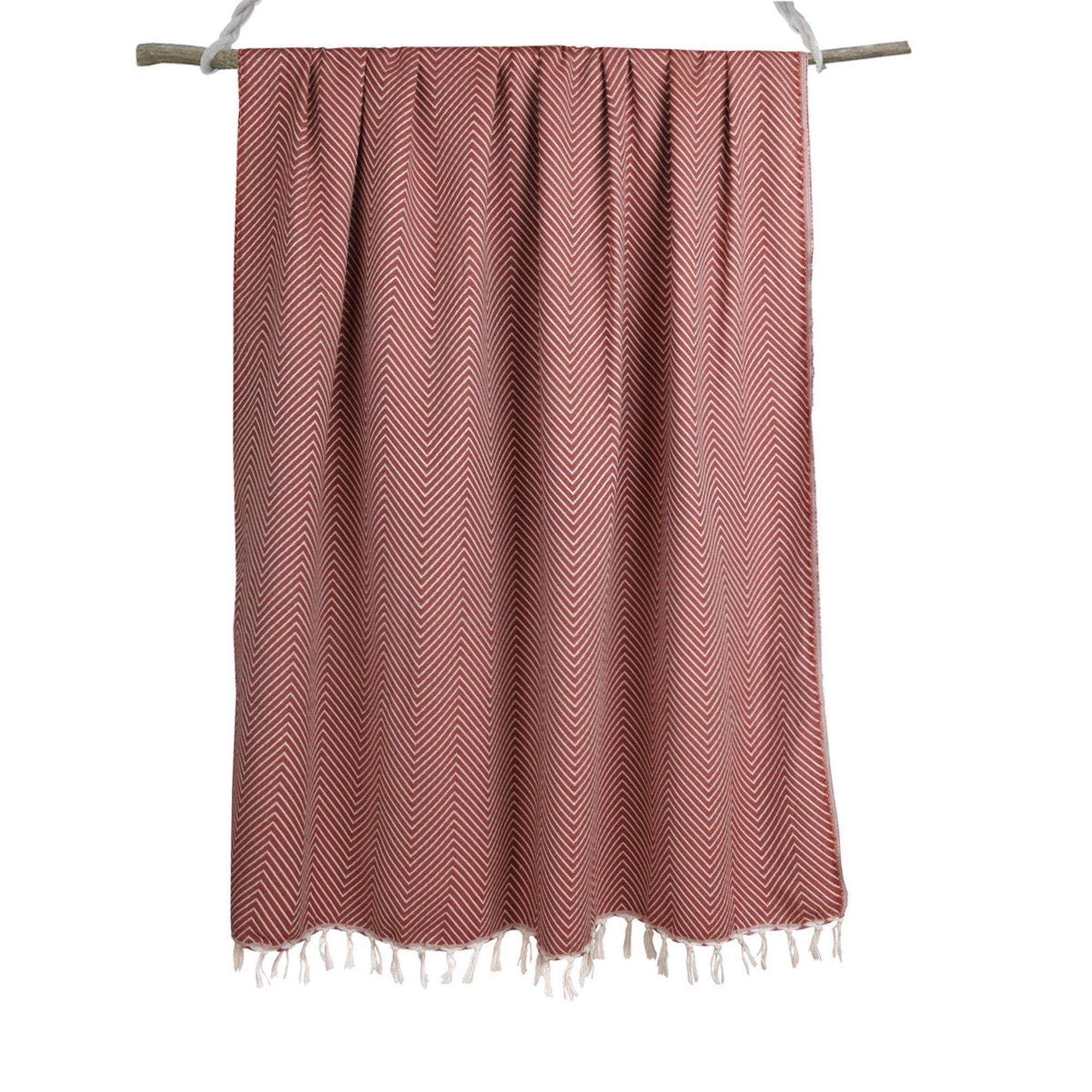 Plaid 160x250 coton rouge tomette - 3