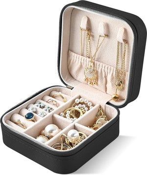 Espositore Girevole per Collane, Spositore per Gioielli Rotante a 2 Livelli, Espositori Girevoli per Gioielli, Adatto per Collane, Portachiavi, Accessori, Portachiavi, Bracciali, Anelli (Nero