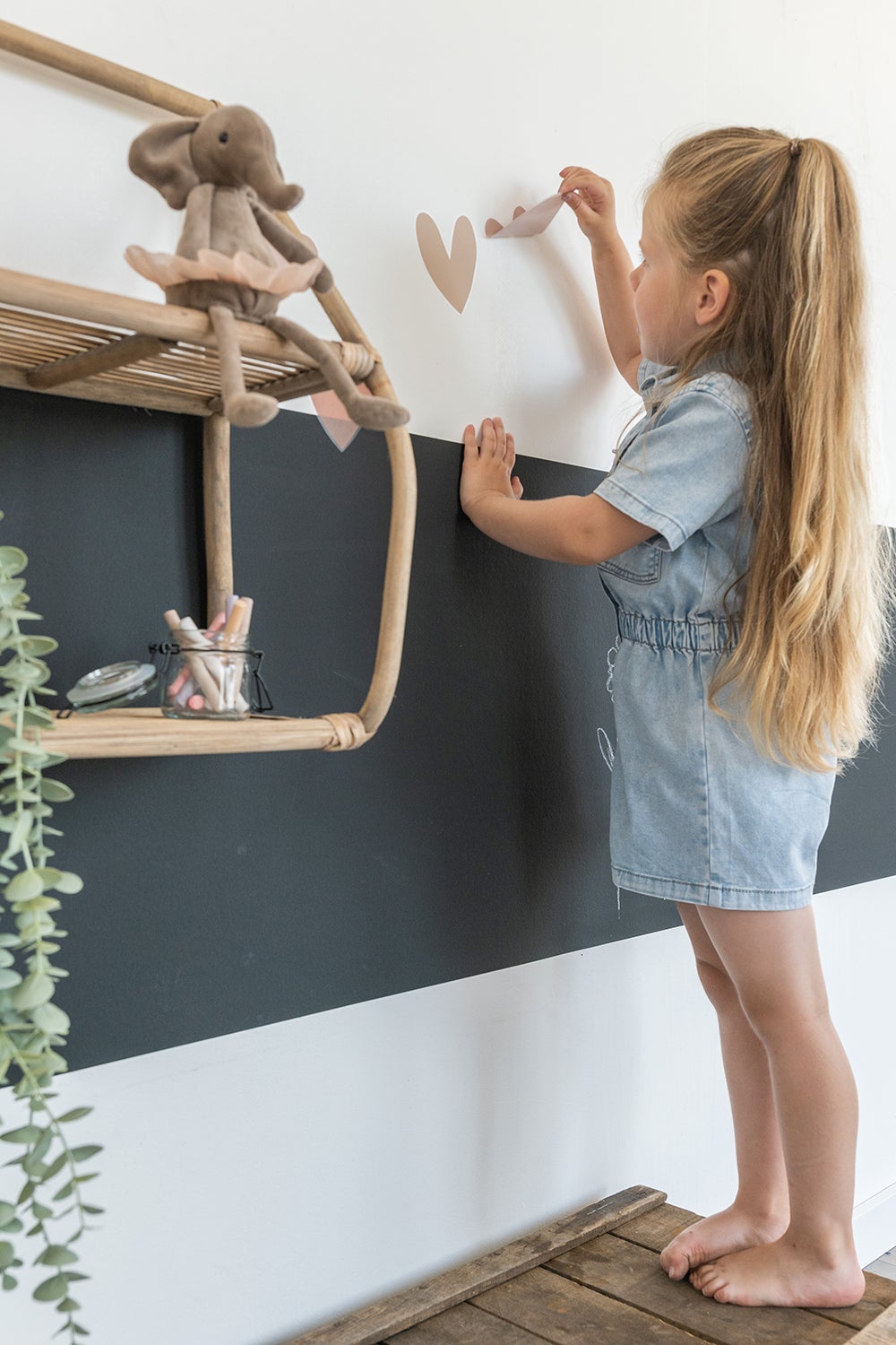 Adesivo da parete cuori terracotta, rosa e beige - 47.5 x 66 cm - ESTAhome - 2