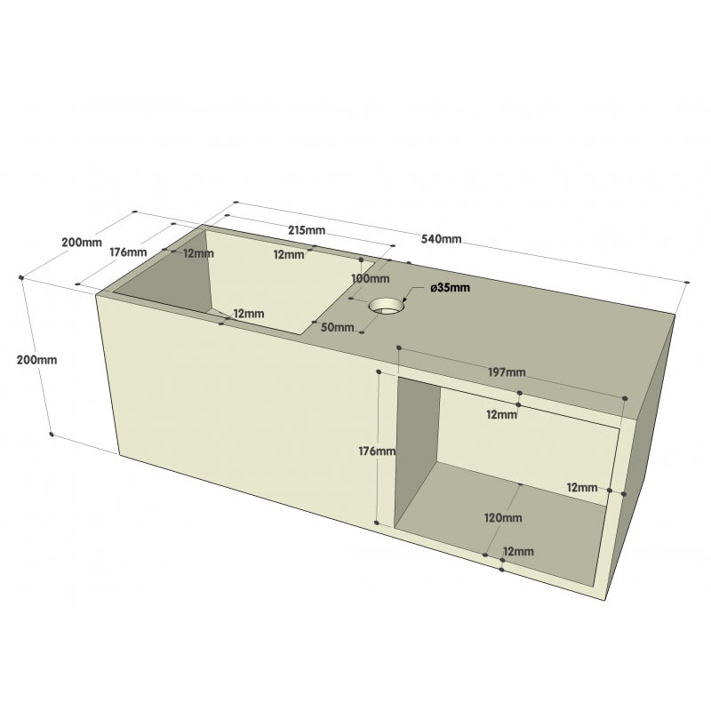 Lave-mains en solid surface Arezzo 54x20 cm avec espace de rangement - 4