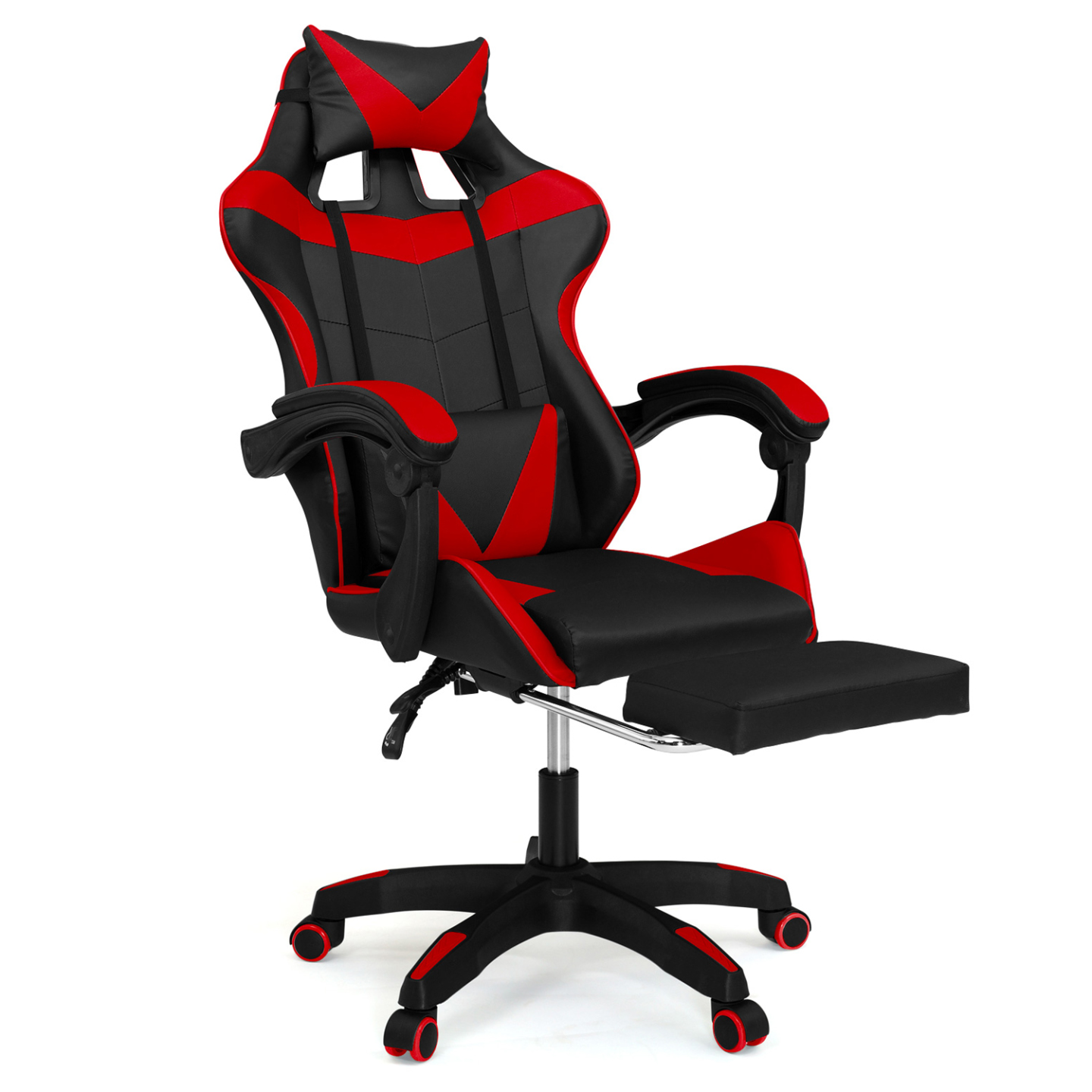 Fauteuil de gaming ALEX réglable avec repose-pied, coussin de tête et coussin lombaire noir et rouge - 2