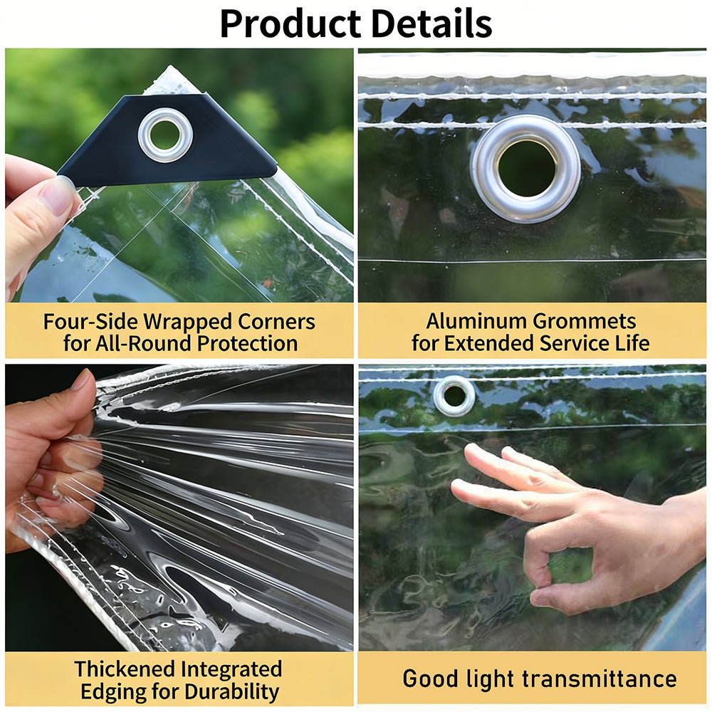 BEAFACE Telo impermeabile in PVC trasparente, perforato, anti-invecchiamento, anti-strappo, adatto per terrazze e pergolati (1 m x 2 m) - 7