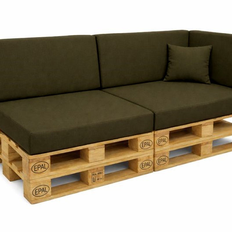 Zestaw 6 poduszek na palety ogrodowe 120×60×10 cm – siedzisko i oparcie 120×40×10 cm, grube i wytrzymałe, zielone