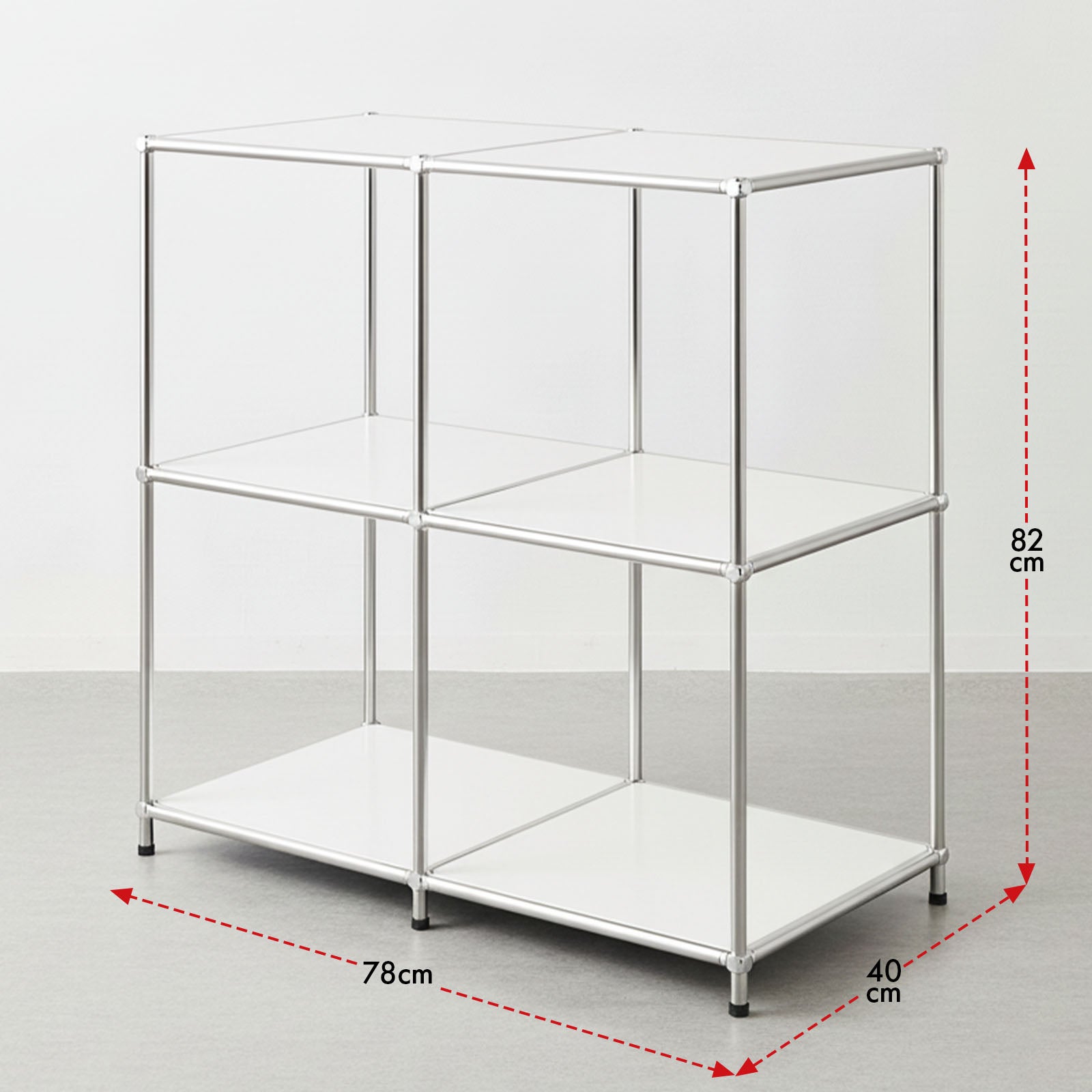 Étagère métal chromé design épuré, Concept Epuré MK-027 : 3 étages, 78 x 40 x 82 cm, Blanc - 3