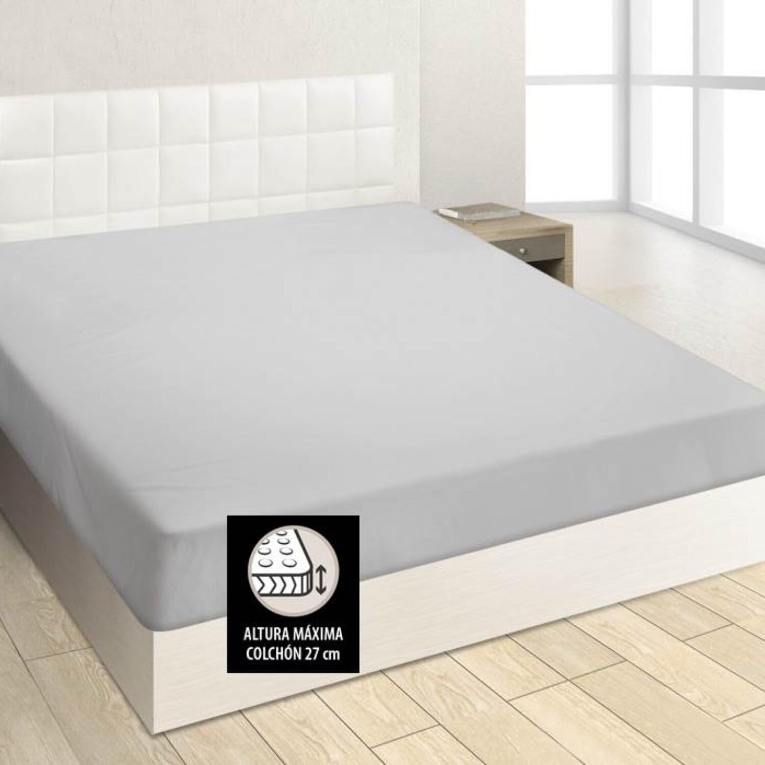 Burrito Blanco | Lenzuola con angoli 180 x 190/200 cm | Letto da 180 cm (+ misure disponibili) | Tessuto in cotone-poliestere 50/50 | Design A7 Grigio - 3