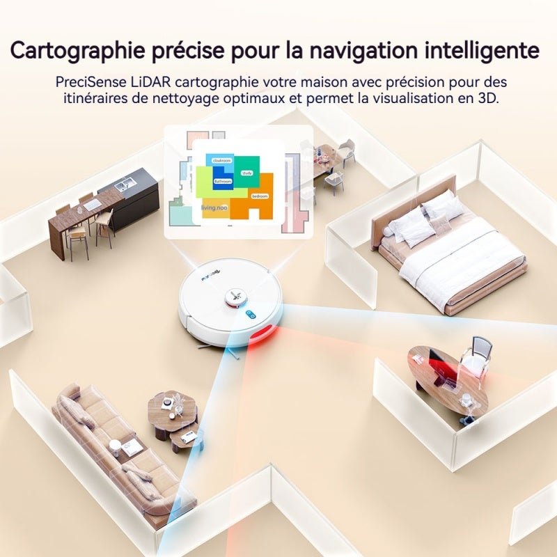 Teendow D20S Max+ aspirateur robot laveur connecté, contrôle par application et commande vocale, robot nettoyeur intelligent pour sols durs et tapis - 6