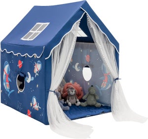 Tente De Jeu Enfant Avec Lumière – Maison De Jeu Lavable, 2 Fenêtres, Drapeaux Colorés – Pour Filles Et Garçons 3-12 Ans – Intérieur/Extérieur