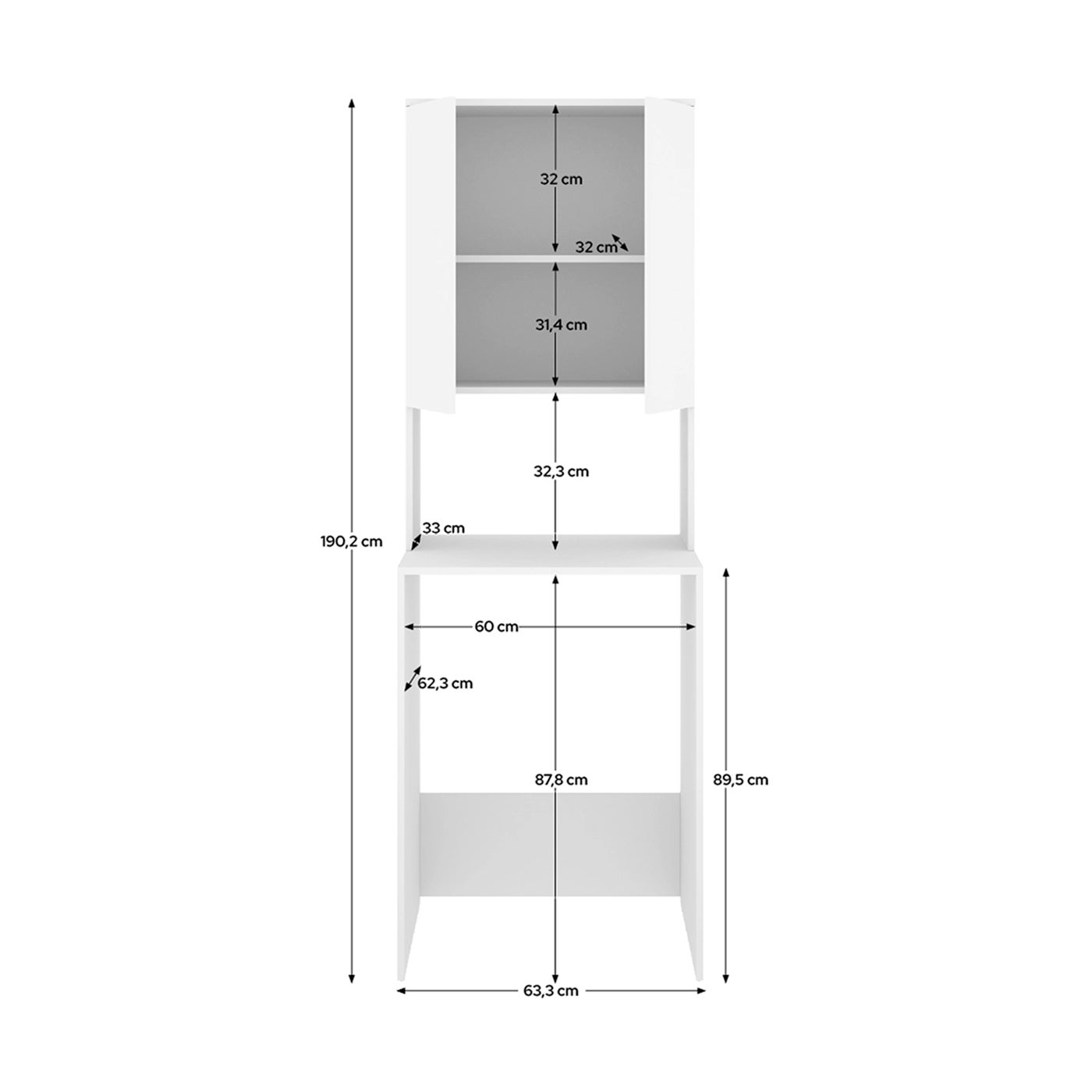 Armario para lavadora con modulo alto Fit - Blanco - Homekit - 4