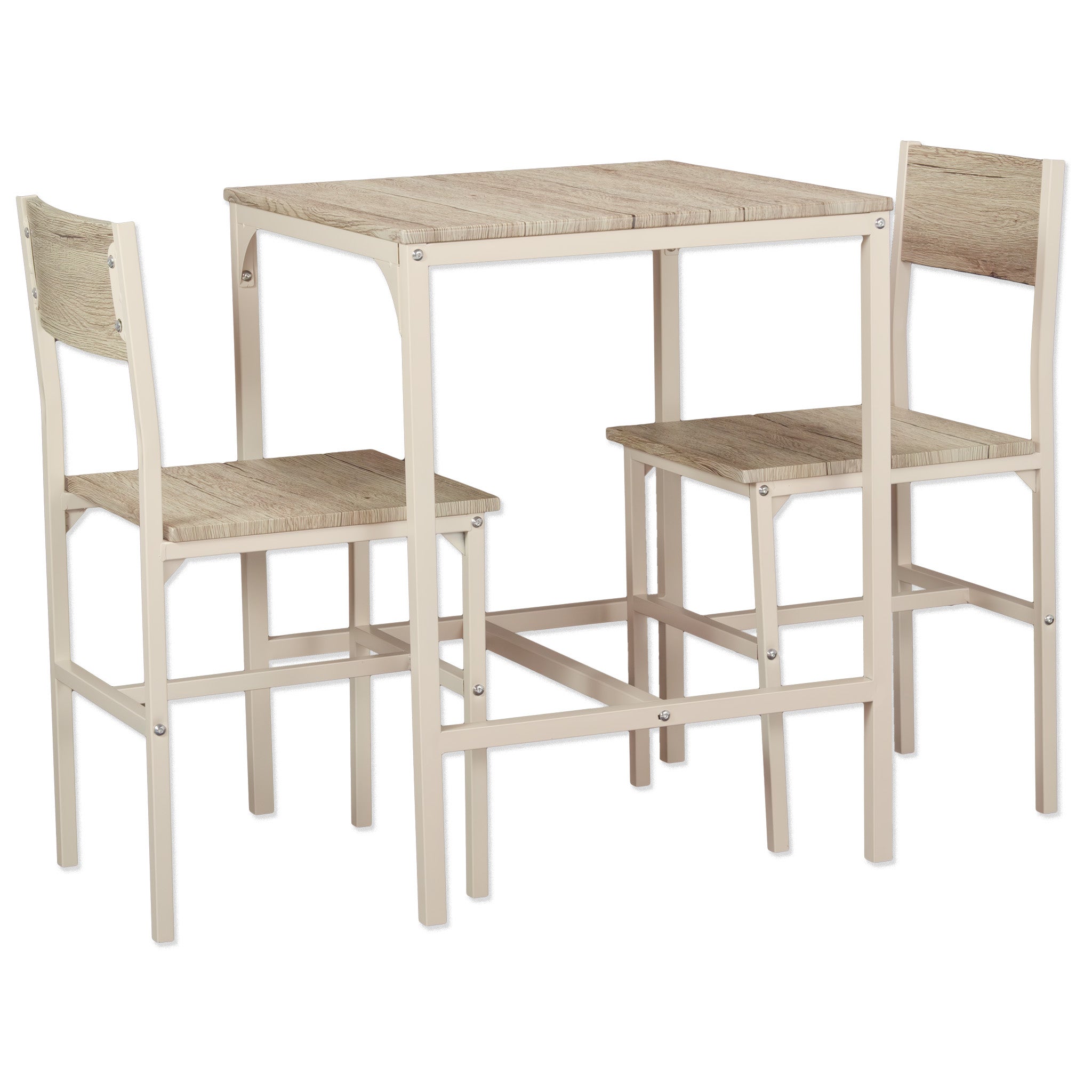 Set Angolo Bar Con 2 Sgabelli - Tavolino Salvaspazio Beige E Rovere Per Casa
