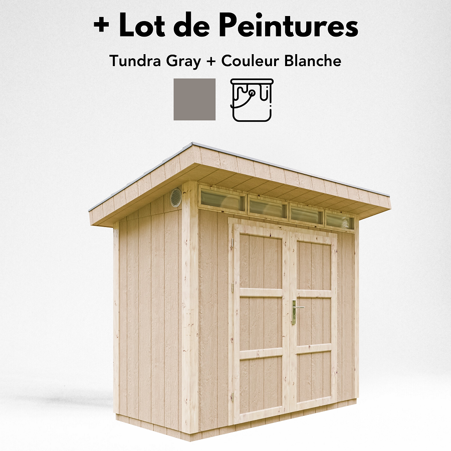 Caseta para jardín paneles a base de madera LP SmartSide 3m2 con suelo y baldosas bituminosas- L161xA294xA239 cm- TIMBELA M901A - Tundra grey - 2