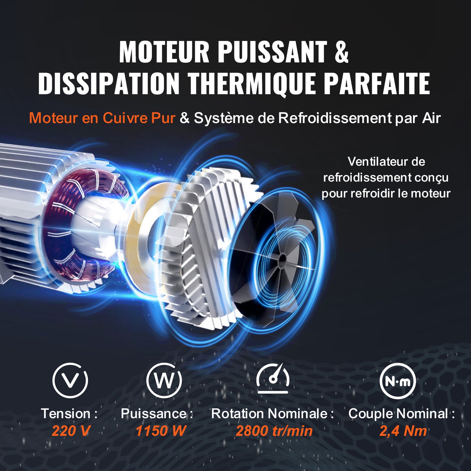 Palan électrique VEVOR Treuil à Câble 600 kg 1150 W avec Télécommande Filaire 4 m, 10 m/min, Câble 12 m, Moteur Cuivre Pur pour Garages et Entrepôts - 5