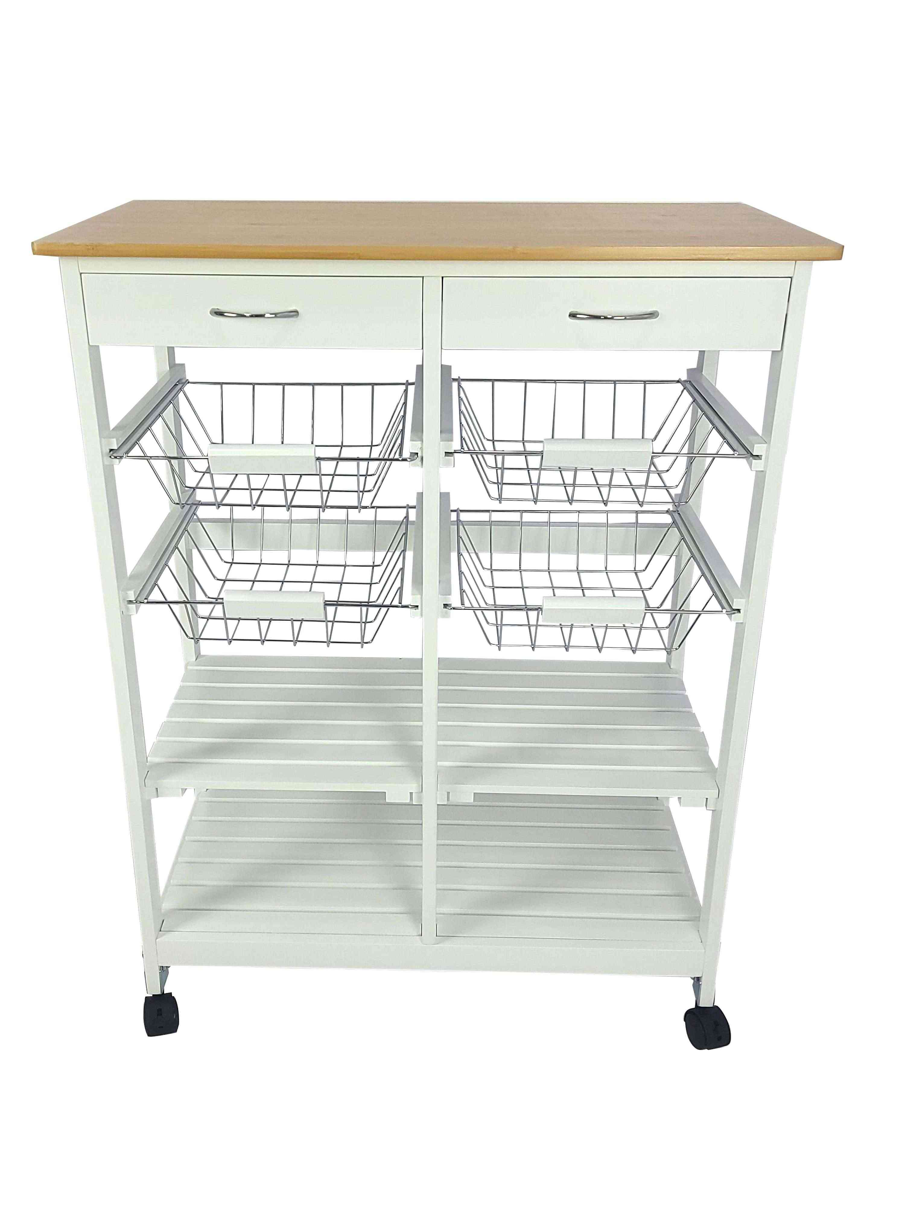 Meyvaser – Kuchenny wózek na kółkach z 4 wysuwanymi koszami, 4 tacami i 2 szufladami Porto 8 Colour White 87x 67 x 37 cm