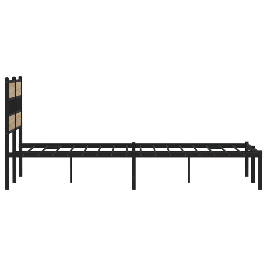 Cadre de lit en métal sans matelas chêne 160 x 200 cm - 5