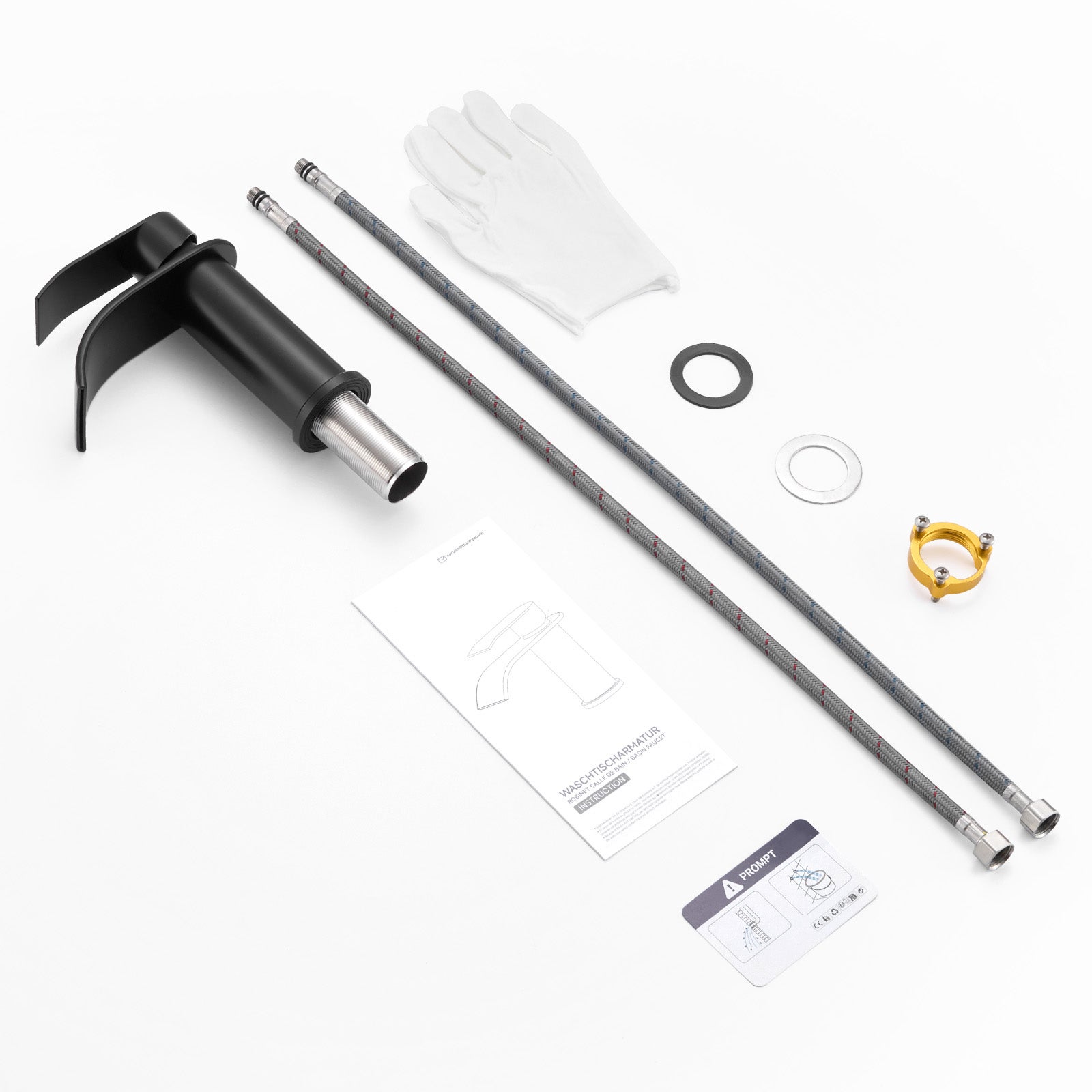 CECIPA MAX Robinet de lavabo en Acier inoxydable Mitigeur de lavabo Noir Mitigeur M Robinet salle de bain en cascade - 9