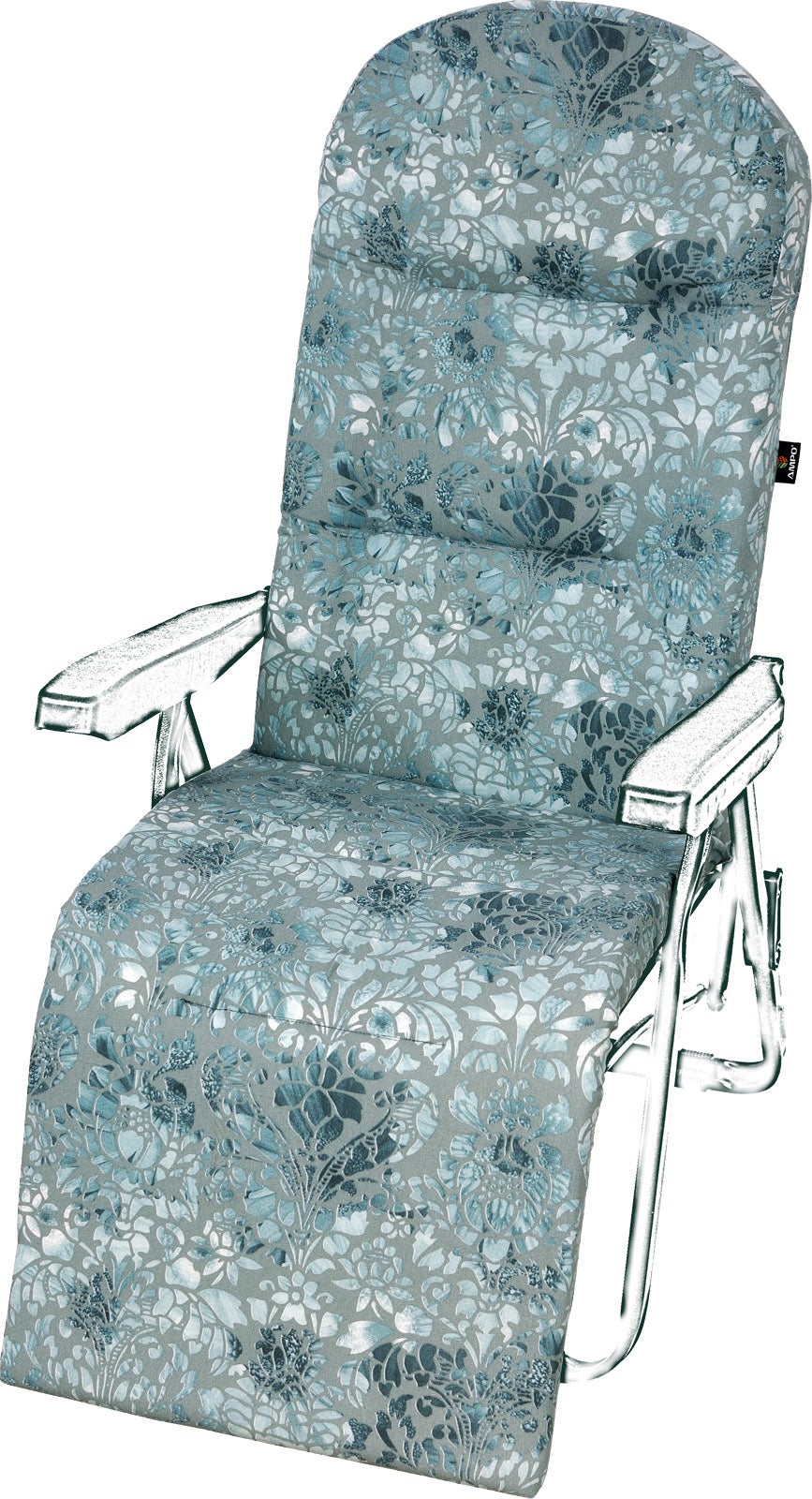 Poduszka na leżak ogrodowy z podnóżkiem AMPO niebieski szary 1 szt.