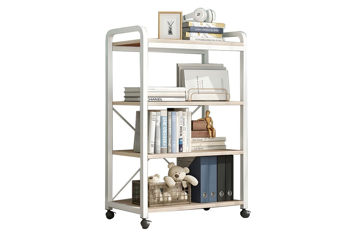 BAKAJI Mobile Scaffalatura Scaffale Porta Microonde ed Elettrodomestici da Cucina Struttura in Metallo con 4 Ripiani in Legno MDF Design Moderno Industriale Dimensione 60 x 40 x 123 cm