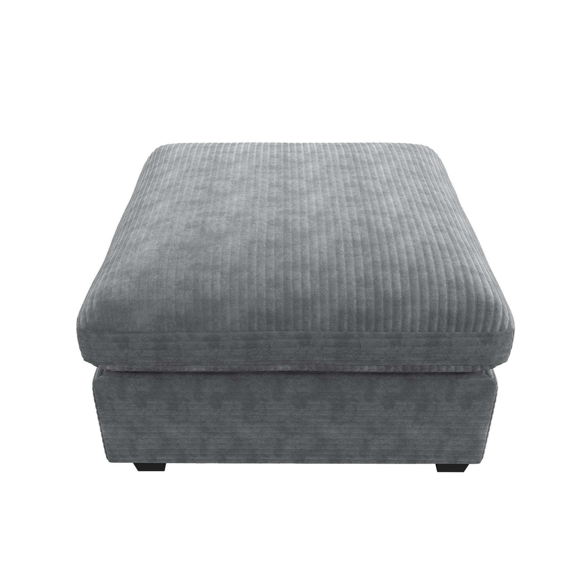Canapé d’angle modulable 7 places 274,5x210,5x85,5 cm avec pouf + coussins, grand canapé salon, tissu velours côtelé, gris - 9