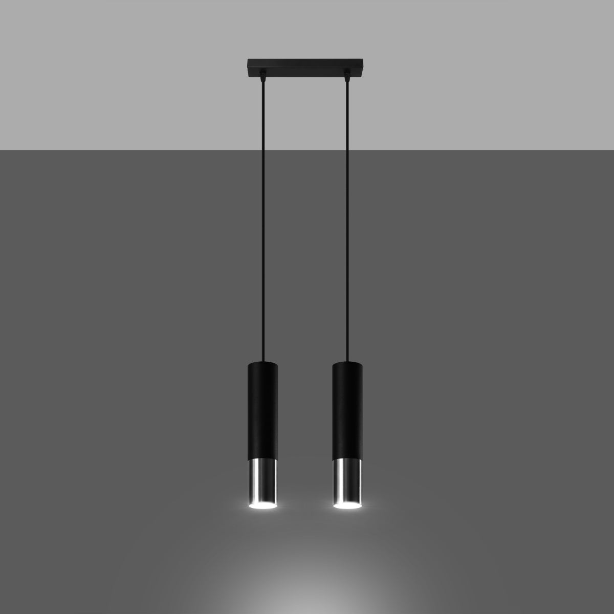 Lampa wisząca ZARPEX 2 czarny/chrom LED 3000K - 30x6x90cm Sollux