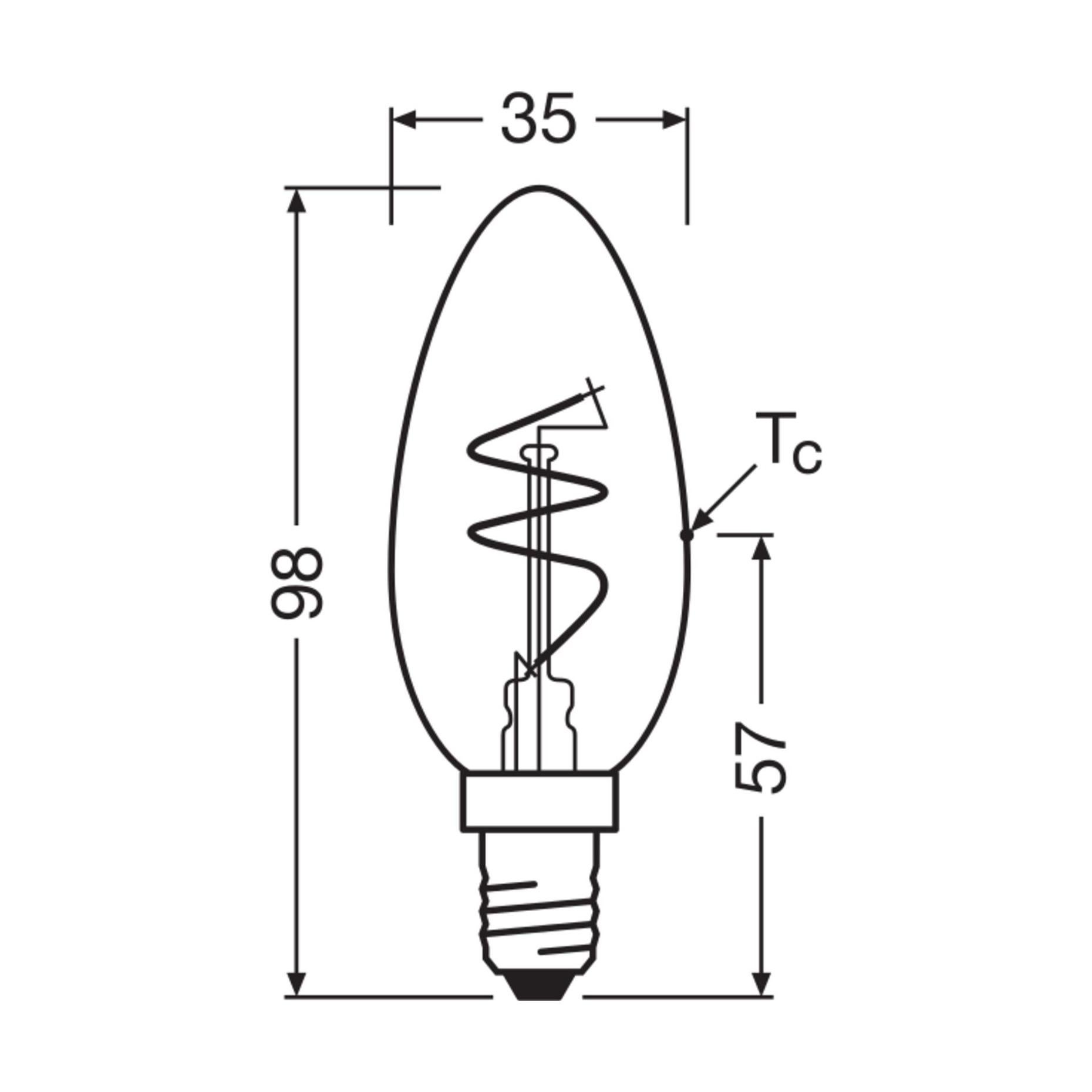 OSRAM Vintage 1906 Classic est une blanc chaud à intensité variaben forme de mini bougie avec un filament en spirale. Il propose 3,1 W, 300 lm,E14, - 3