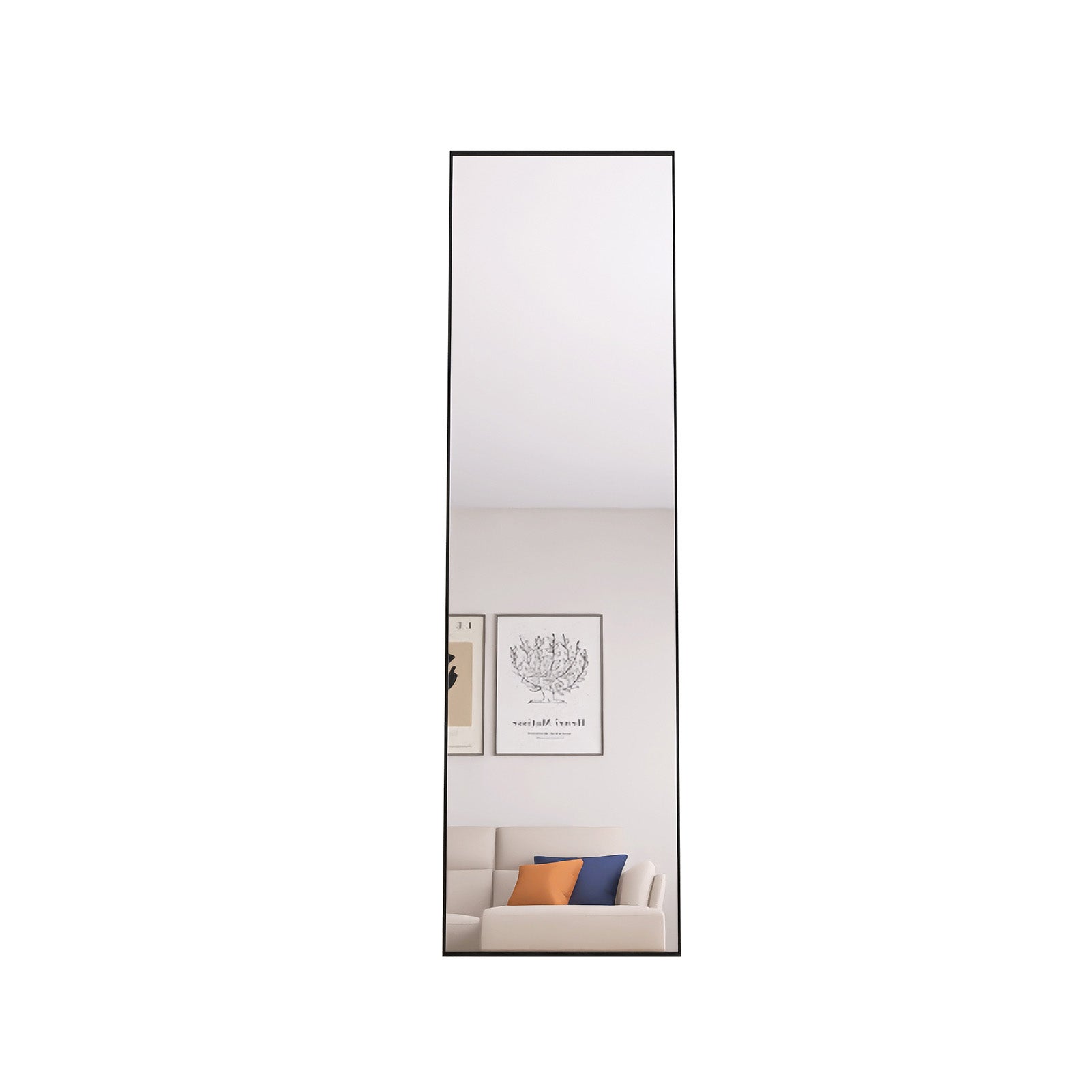 Miroir sur pied pleine longueur, 140 x 40 cm, Noir HD, cadre en alliage d'aluminium, miroir mural en verre trempé, idéal pour la chambre, le dressing - 9