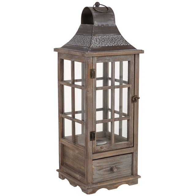 Lanterna Rustica In Legno Stonebriar 45,7 Cm | Uso Interno/Esterno Con Anello In Metallo