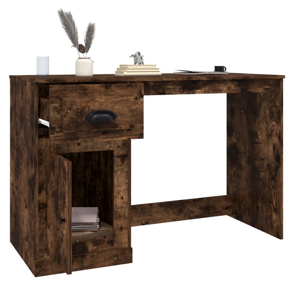 Bureau，Table de travail，Table d'étude avec tiroir chêne fumé 115x50x75 cm bois d'ingénierie CWV40861 - 5