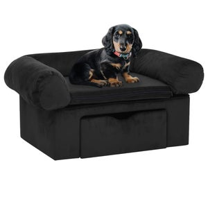 Divano per cani con cassetto Nero 75x50x38 cm Peluche Leroy Merlin