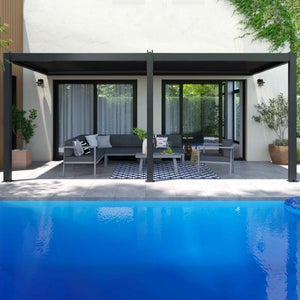 Pergola bioclimatique adossée 3x6m et 2 Stores 2,66 x 2,34m ( 2 stores 2,66 x 2,34m ) Oia- Oviala