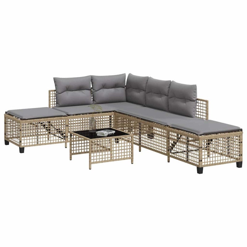 3-cz. narożna sofa ogrodowa z poduszkami, mieszany beż vidaXL